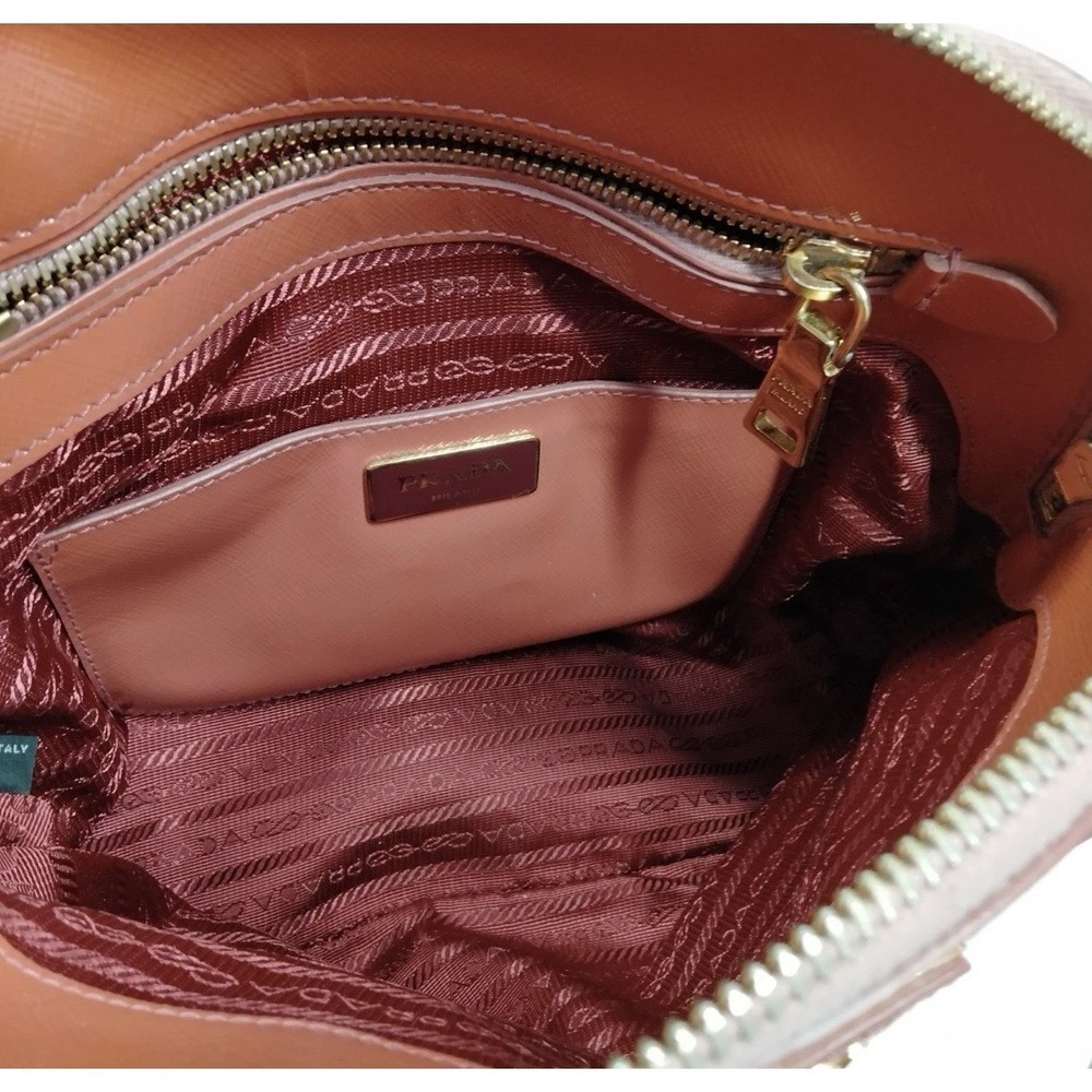 Prada Saffiano Vernice Promenade Patent Leather Orange Hand Bag Purse Top Handle - Picture 8 of 16